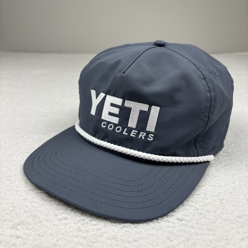 YETI Coolers Rope Hat Cap Gray Snapback Adjustable One Size Wicking Golf